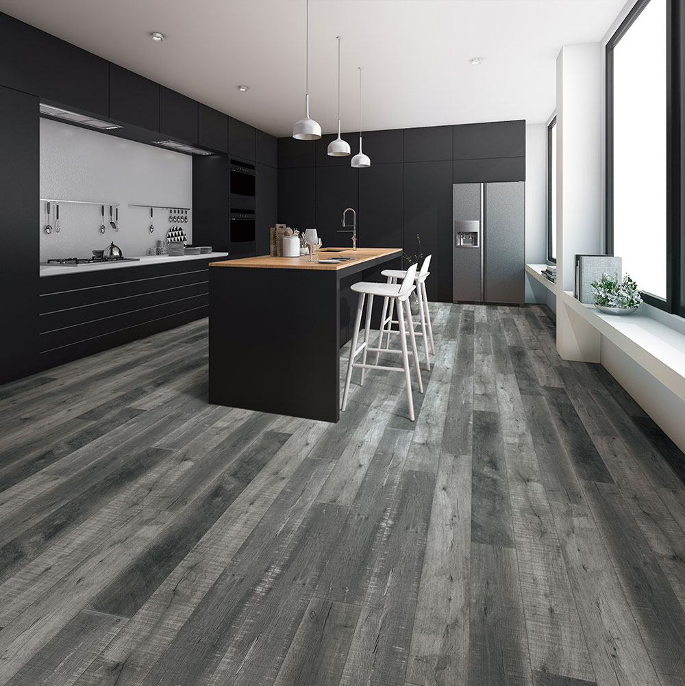 Gray Laminate Flooring Kitchen 